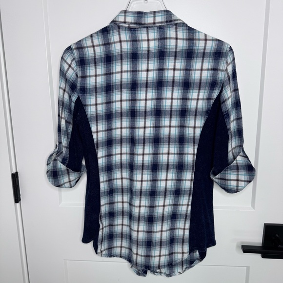 Ci Sono Plaid Collection Women Shirt Roll Up Sleeves Button Down Stretch Size M - Picture 10 of 10